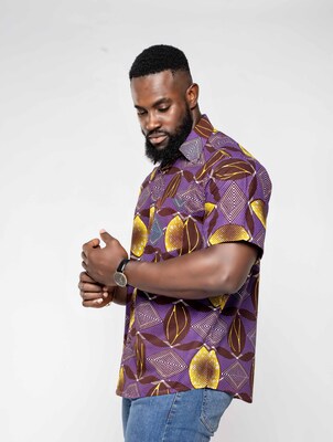 African Men Short Sleeves Shirt Made with African Wax Prints - image2